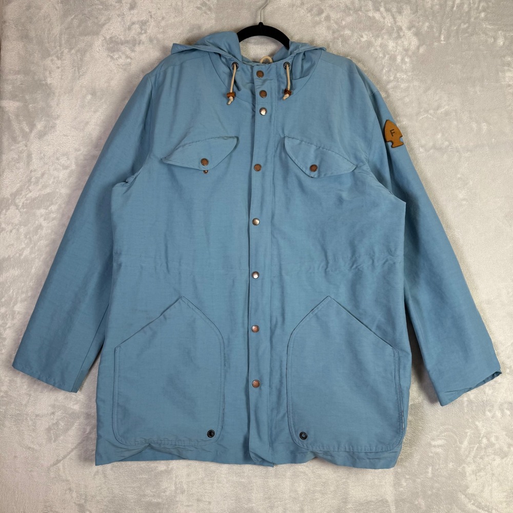Flint and Tinder Field Jacket Men's XXL Sky Blue Plaid Lined Hooded Field Parka